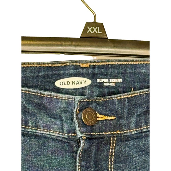 Old Navy Women's Jeans Super Skinny Mid-Rise Slim 5-Pocket Dark Denim Blue Sz. 2 - Picture 3 of 10